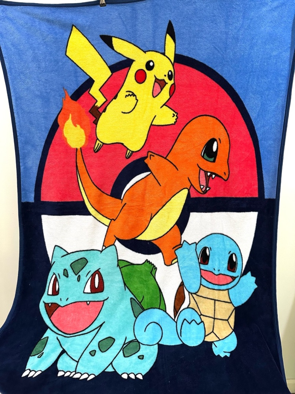 Pokemon Fleece Blanket 60" x 42" Lightweight Pikachu Charmander Squirtle Bulbasa
